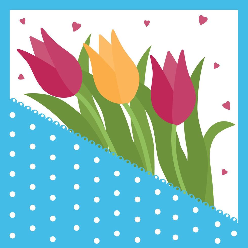 ramo de tulipanes en un sobre, plantilla multicapa, ilustración vectorial de color vector