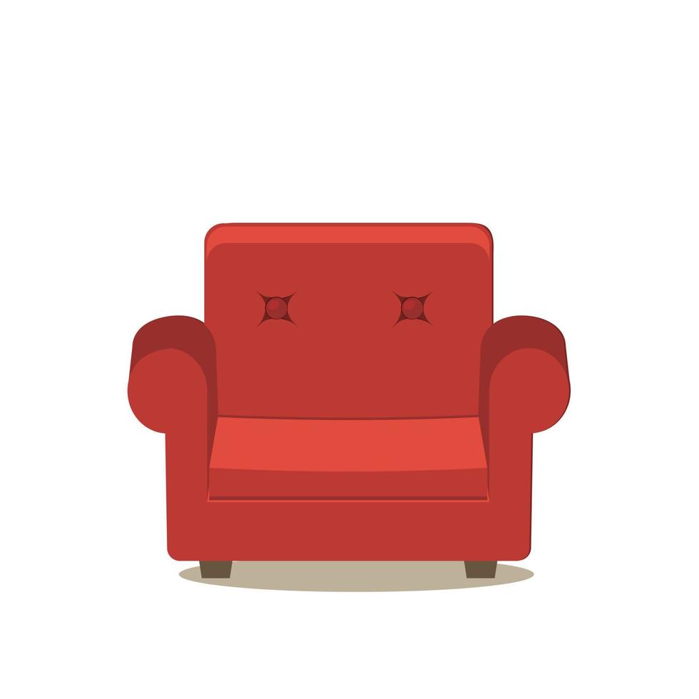 home interior red armchair, color vector illustration flat