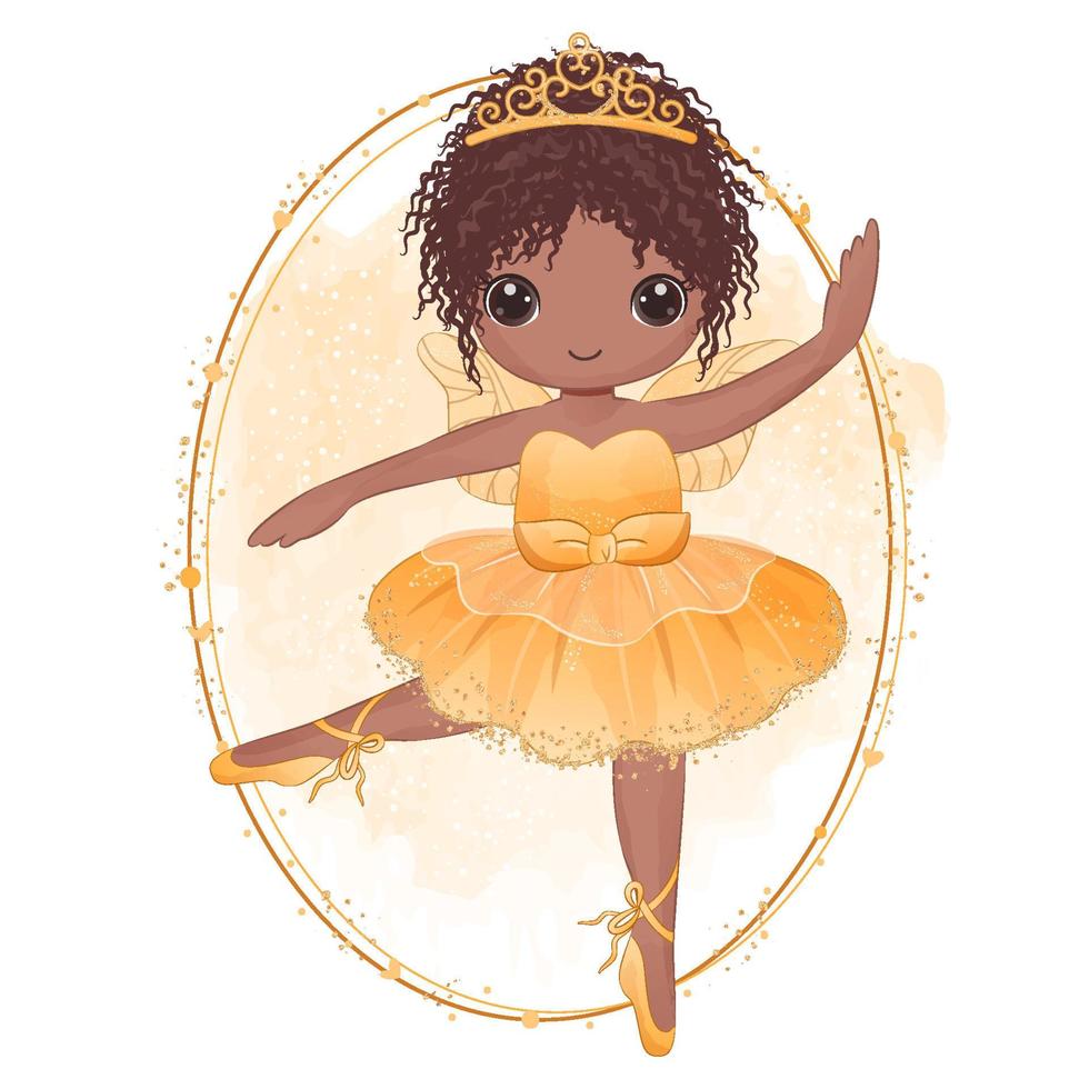 pequeña bailarina linda en vestido amarillo vector