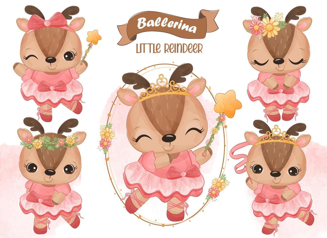Cute Dancing Little Reindeer Illustrations vector