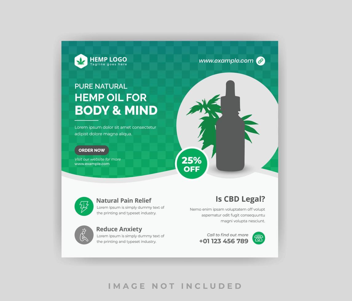 Hemp Cannabis CBD Oil Hemp Product Sale Promotion Social Media Post or Web Banner Template vector