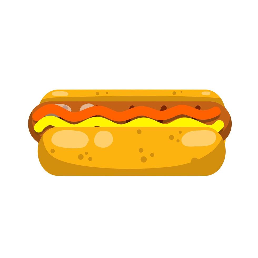 Hot dog. Bread, sausage, ketchup. vector
