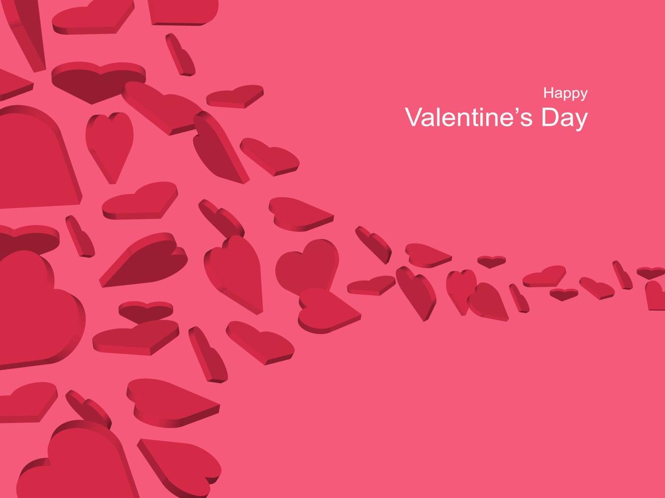 3d hearts banner. Red hearts shape flowing in the air. Background for valentine, wedding, woman or mother day. vector