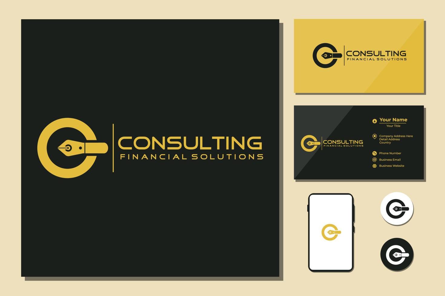 Letter c with pen and circle logo vector