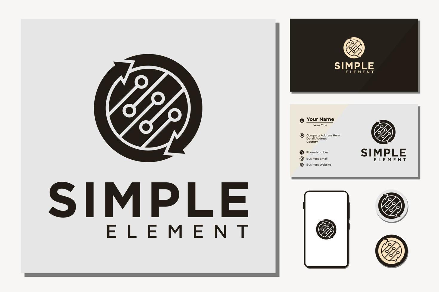 logotipo de elemento simple con un círculo y una flecha vector