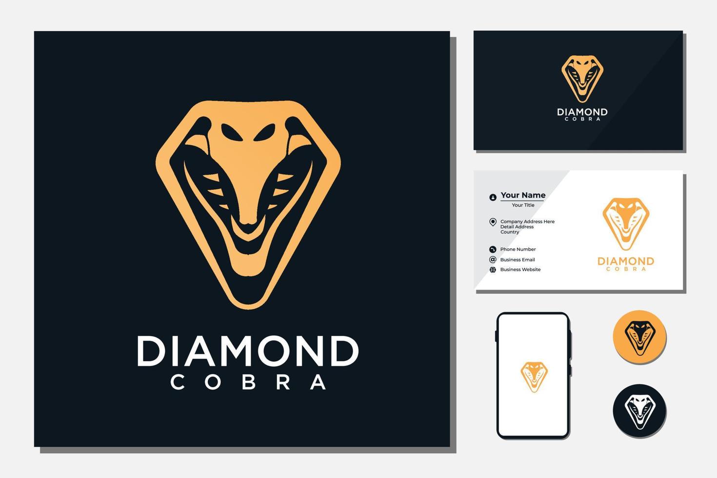 Cobra in diamond shape logo vector