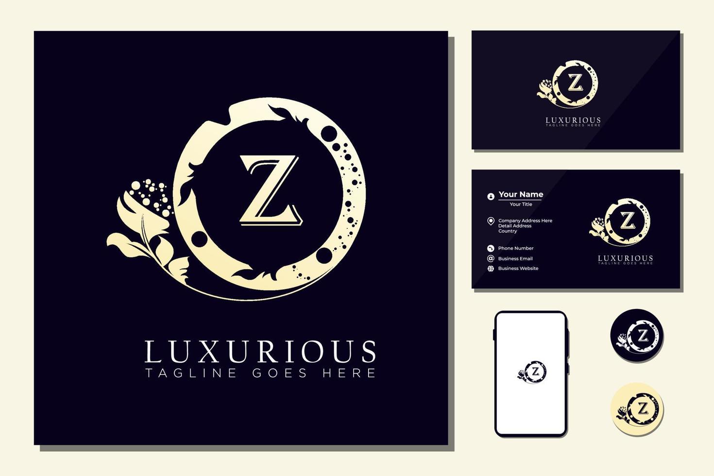 Golden elegant logo with frame and initial z vector