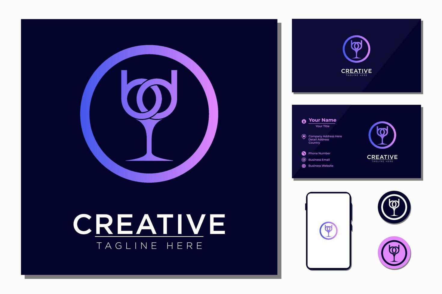 Drink glass with circle vector
