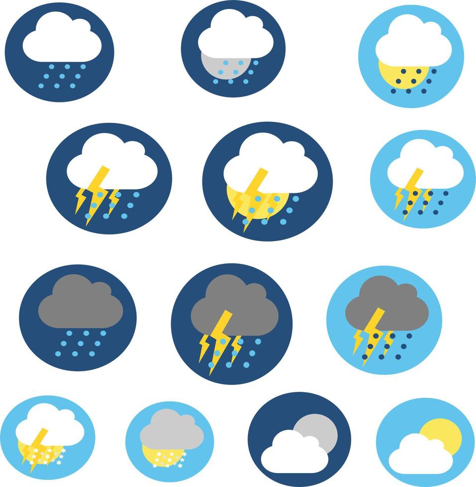 weather vector various lightning rain blizzard cloudy blue white