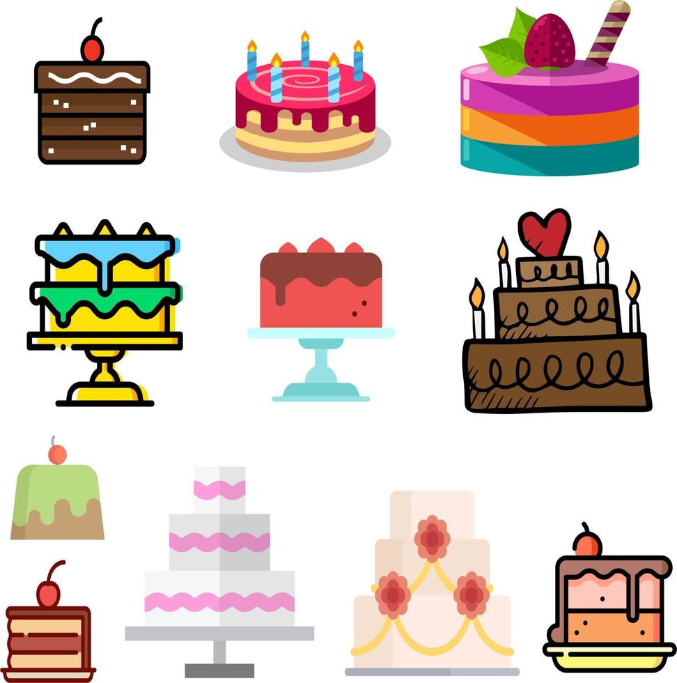 Cake  wedding  vector set
