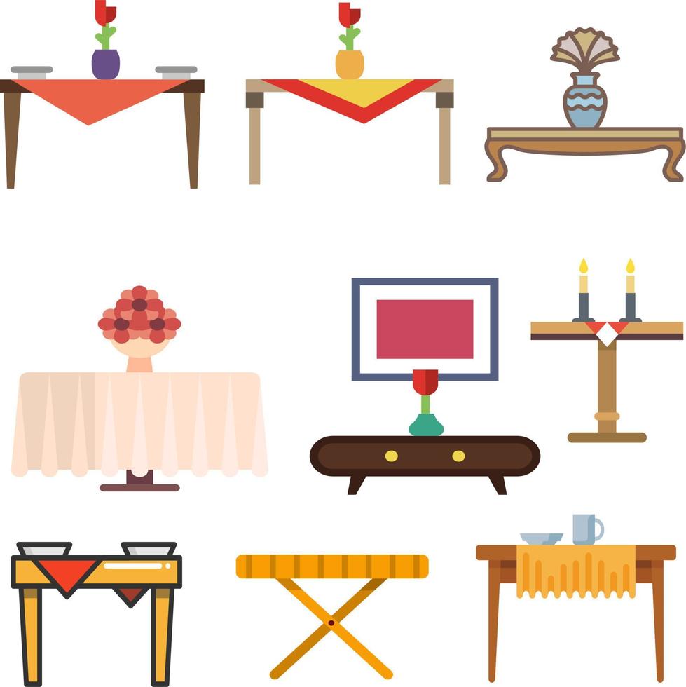 Table furniture vector set