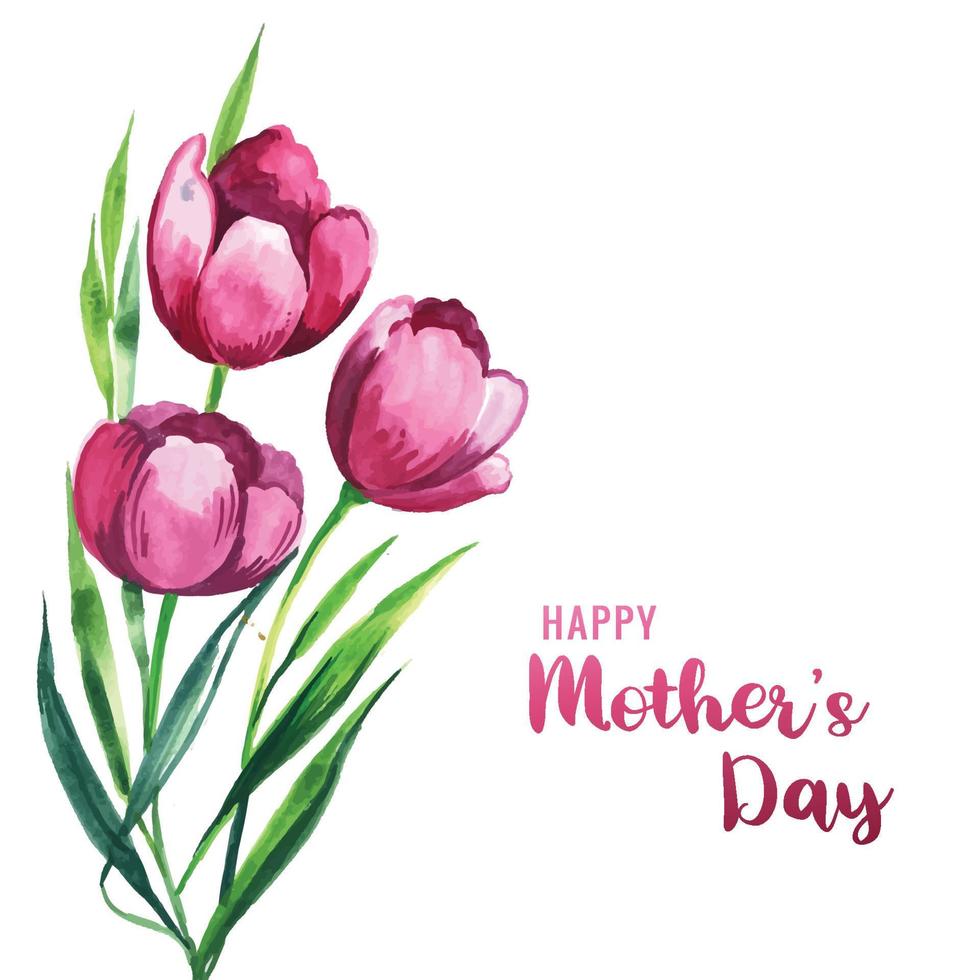 tarjeta de felicitación del día de la madre con diseño de flores de tulipán en flor vector