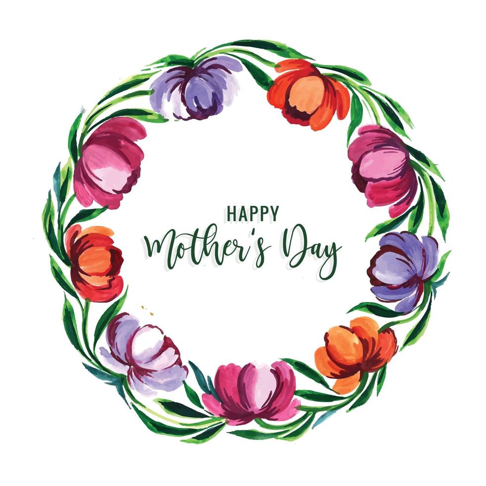 Beautiful flowers mother's day greeting card design vector