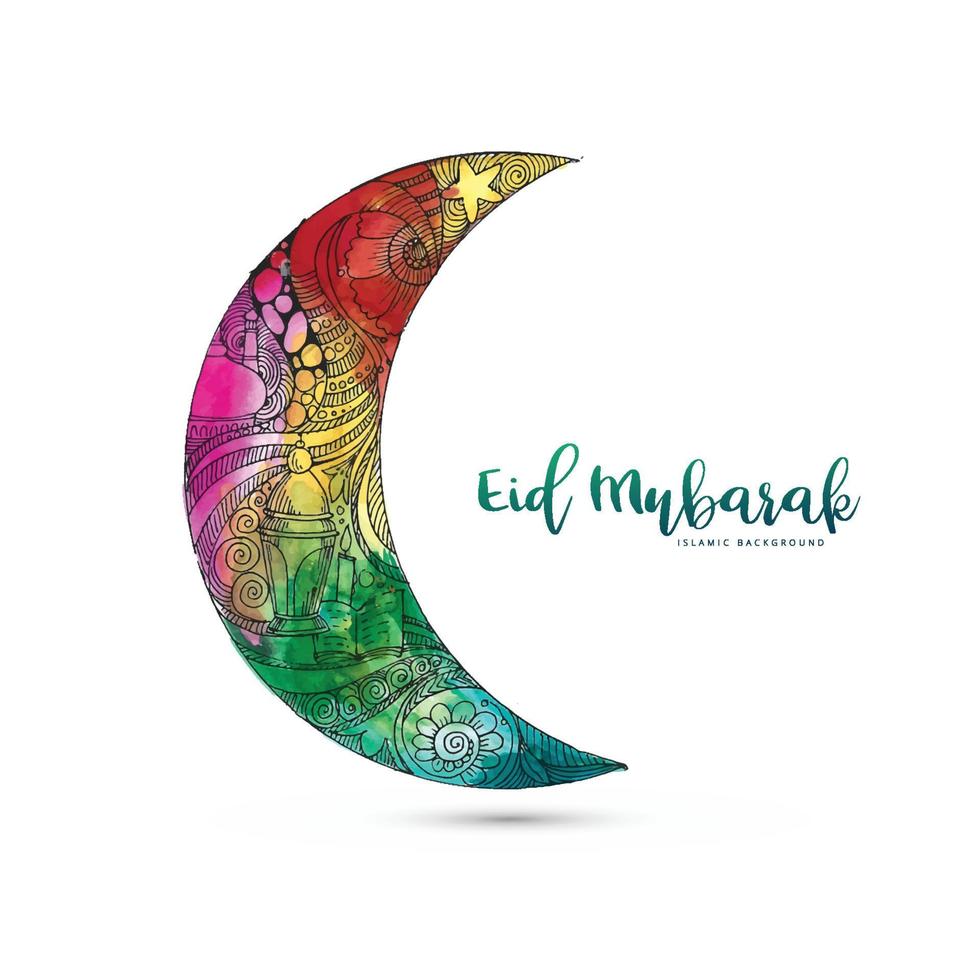 Eid mubarak beautiful card holiday background Free Vector