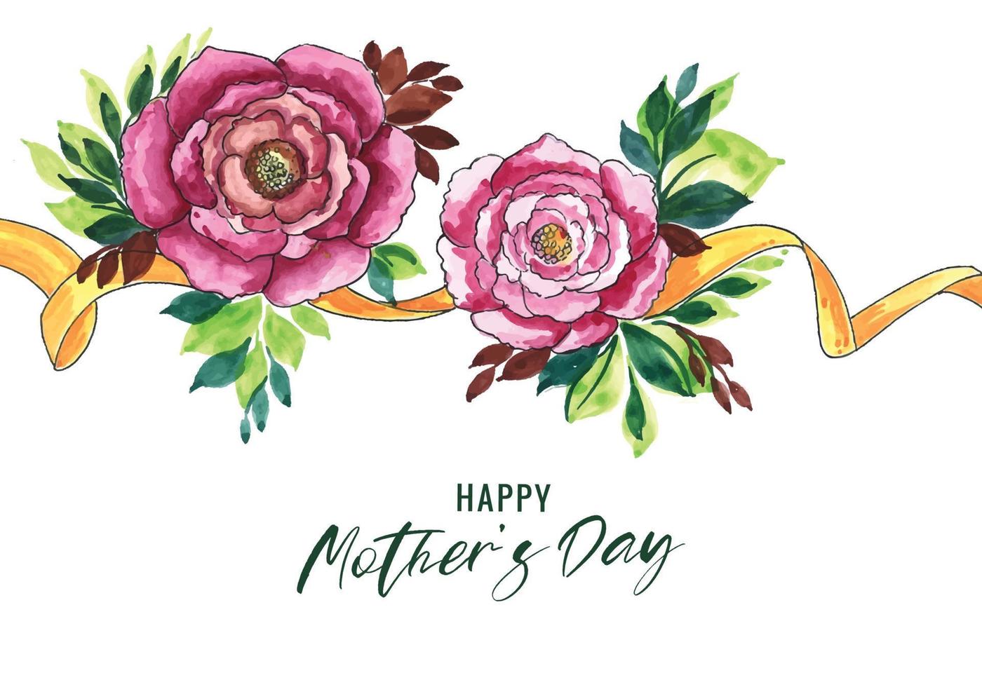 Beautiful flowers mother's day greeting card on white background vector