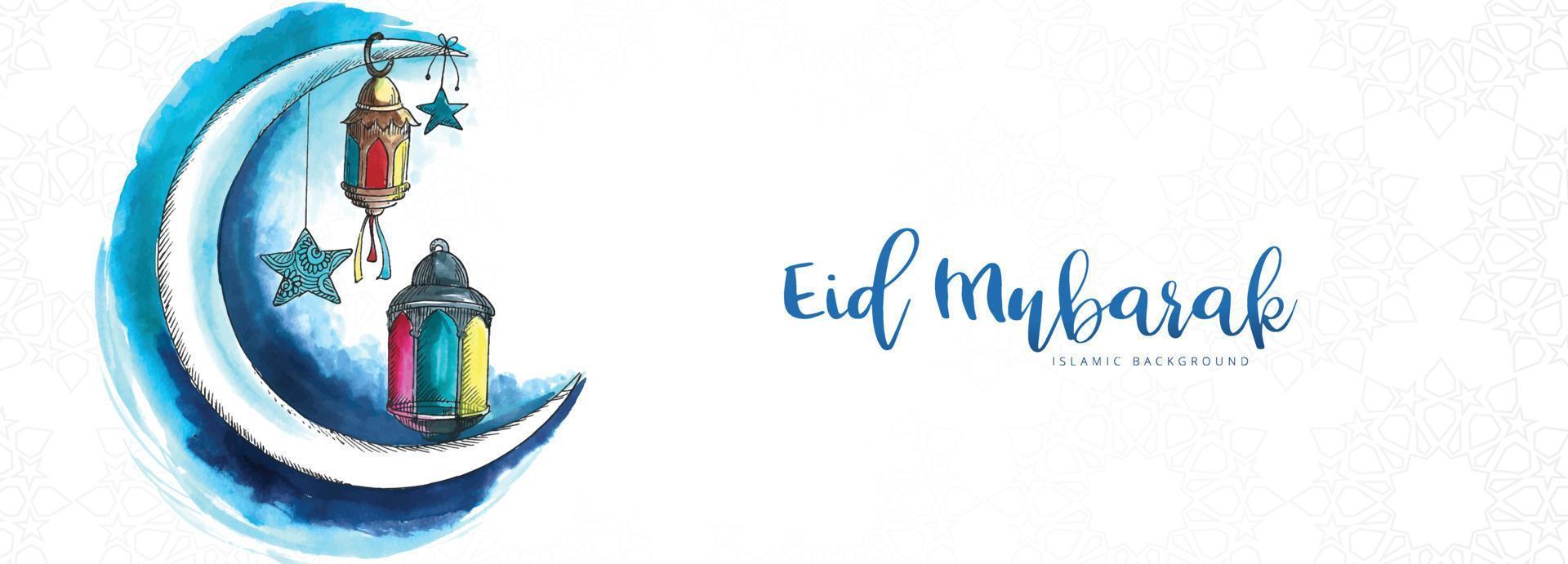 fondo de banner de tarjeta de felicitación de eid mubarak vector