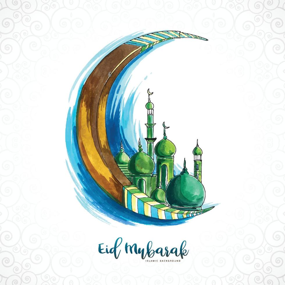 Eid mubarak greeting card for muslim holiday background vector