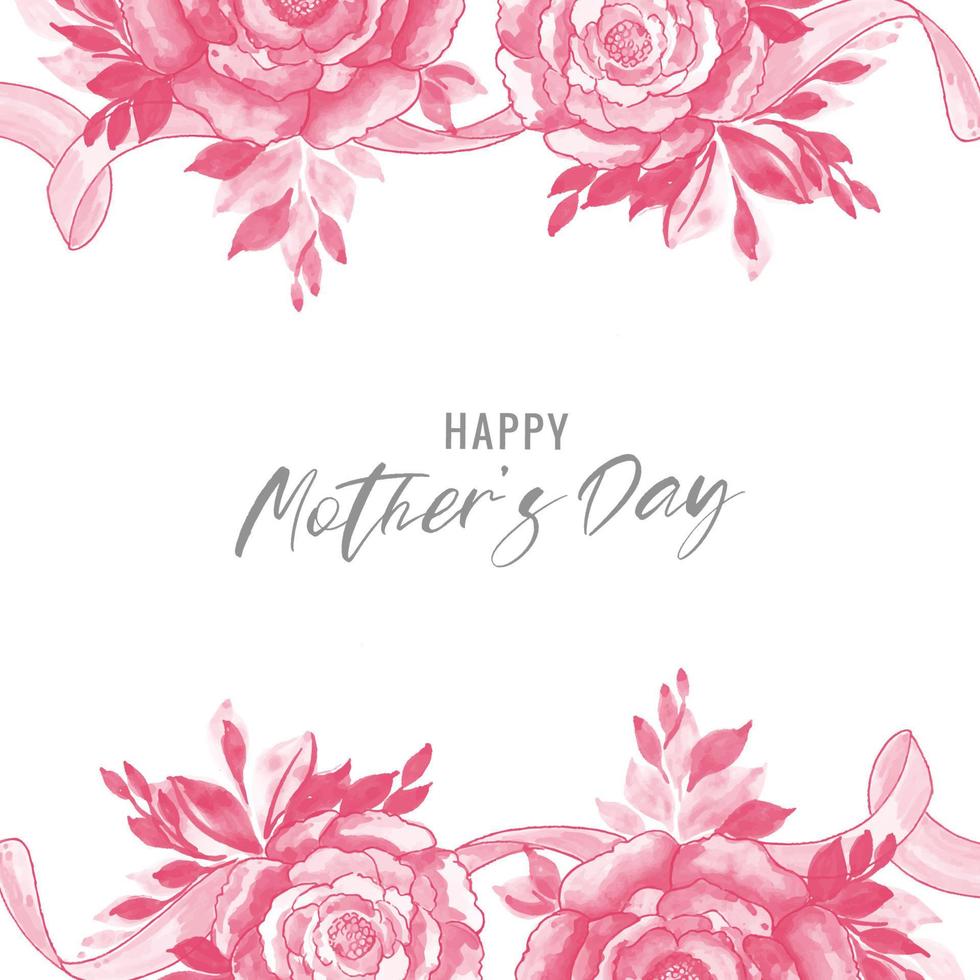 Beautiful flowers mother's day greeting card on white background vector