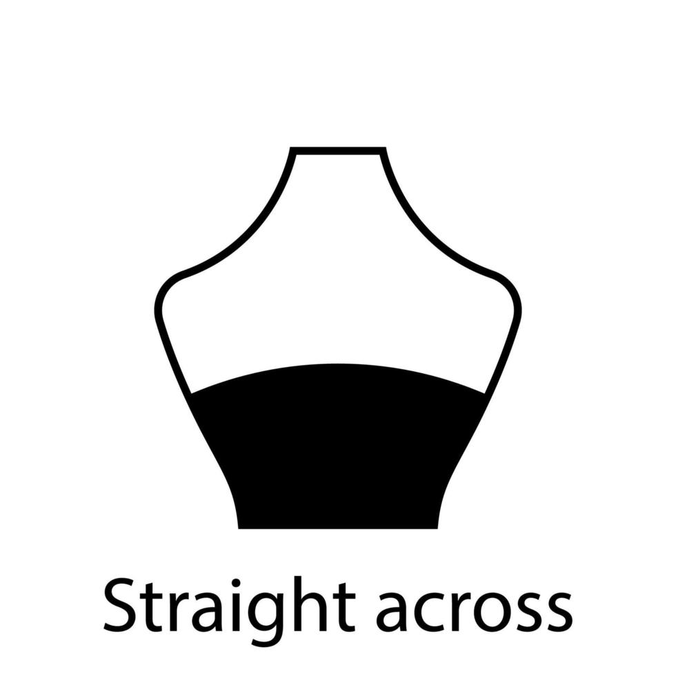 Straight Across of Fashion Neckline Type for Women Blouse, Dress Silhouette Icon. Black T-Shirt, Crop Top on Dummy. Trendy Ladies Straight Across Type of Neckline. Isolated Vector Illustration.