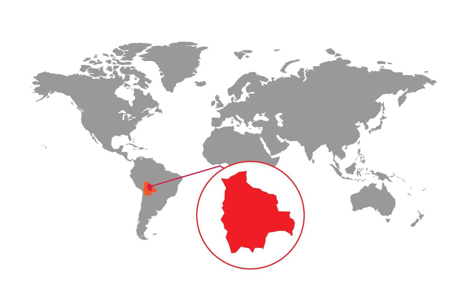 enfoque del mapa de bolivia. mapa del mundo aislado. aislado sobre fondo blanco. ilustración vectorial vector