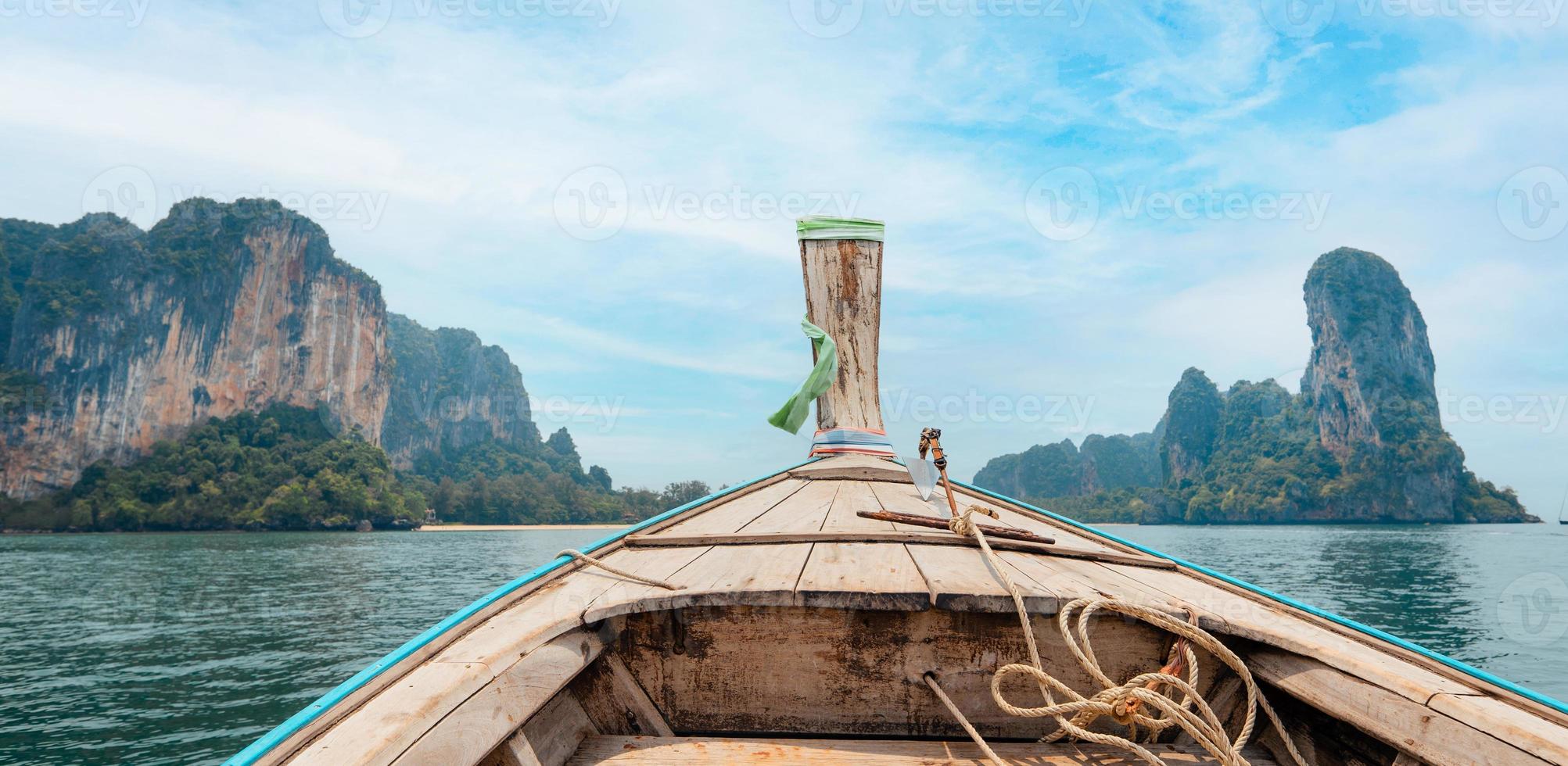 Travel, sea and rocky mountains in Thailand photo