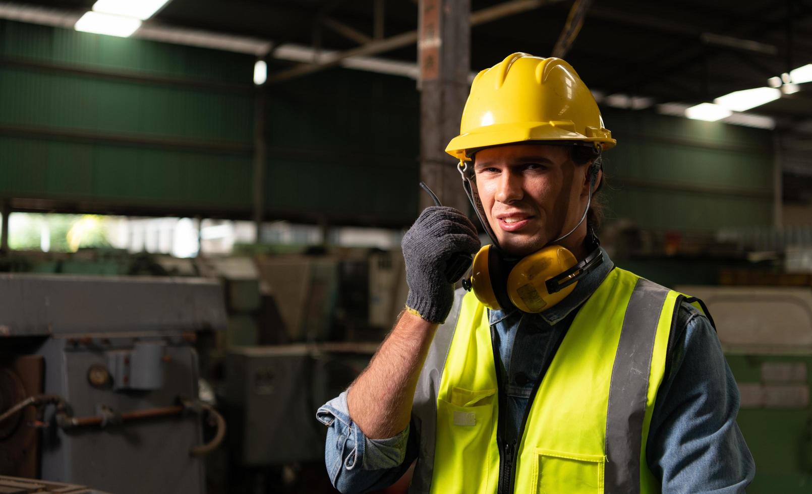 Chief mechanical engineer working in a mechanical factory photo