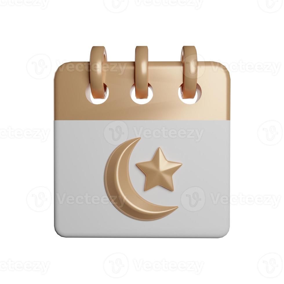 Ramadan calendar with moon and star lantern decoration 3d icon photo high quality