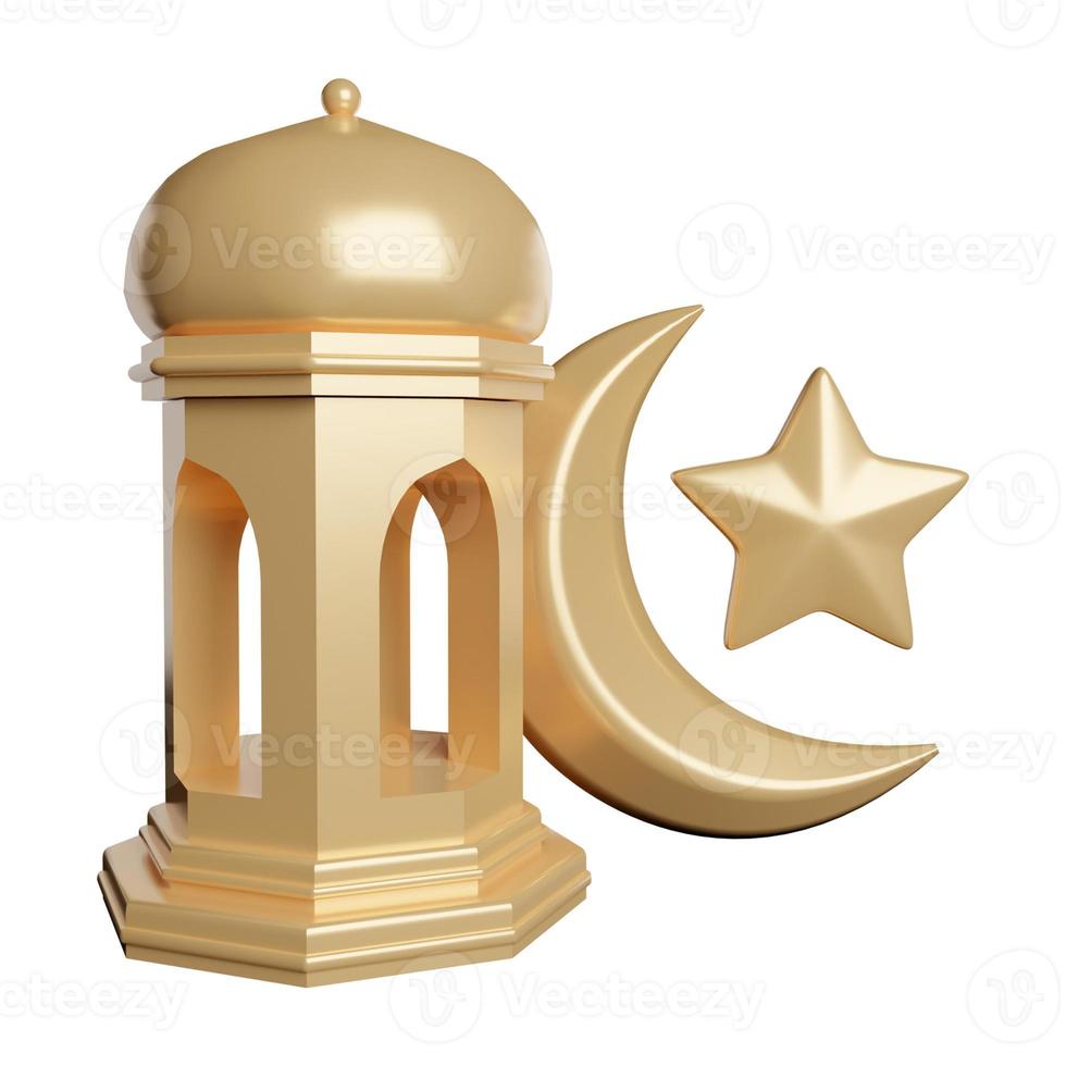 Ramadan calendar with moon and star lantern decoration 3d icon photo high quality