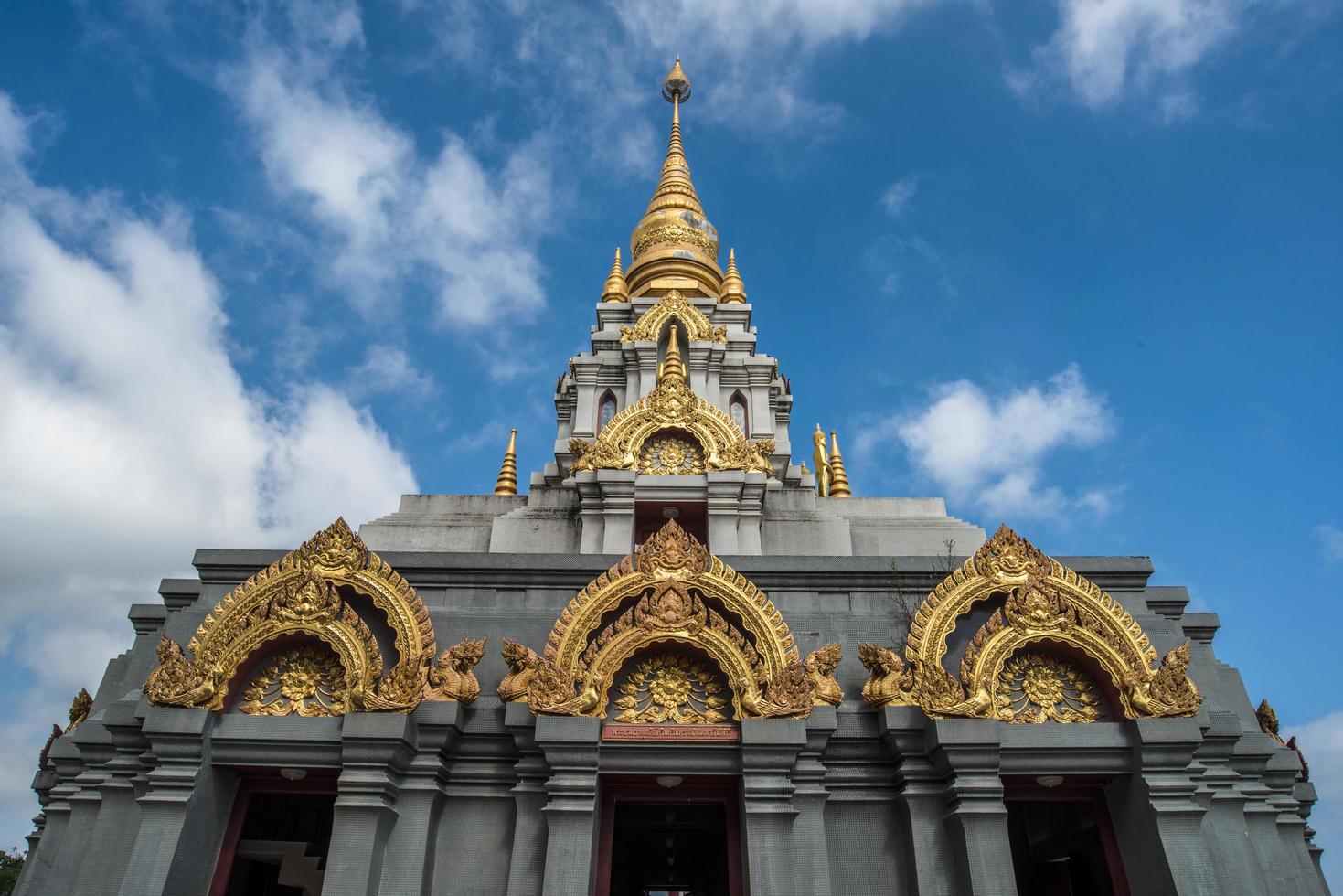 Sinakarintra Stit Mahasantikhiri Pagoda the remembrance monument of his majesty queen mother of Thailand on the top of mountain at Doi Mae Salong, Chiang Rai province of Thailand. photo