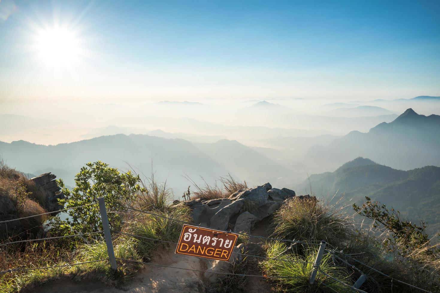 At the edge of the mountain, dangerous zone of Phu Chi Fah in Chiang rai province of Thailand. photo