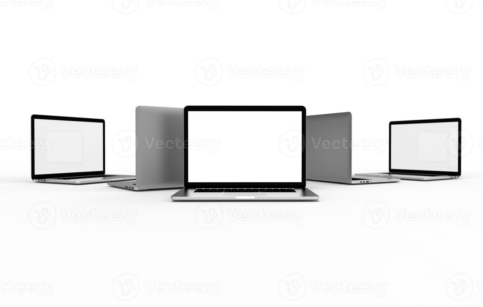 Modern laptop  isolated on white background. 3D Illustration. photo