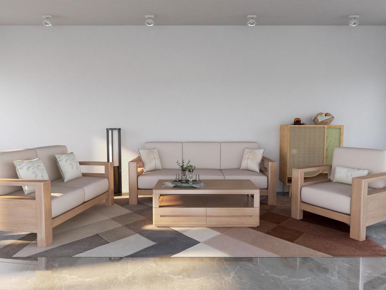 Wall Mockup in the Modern Living Room photo