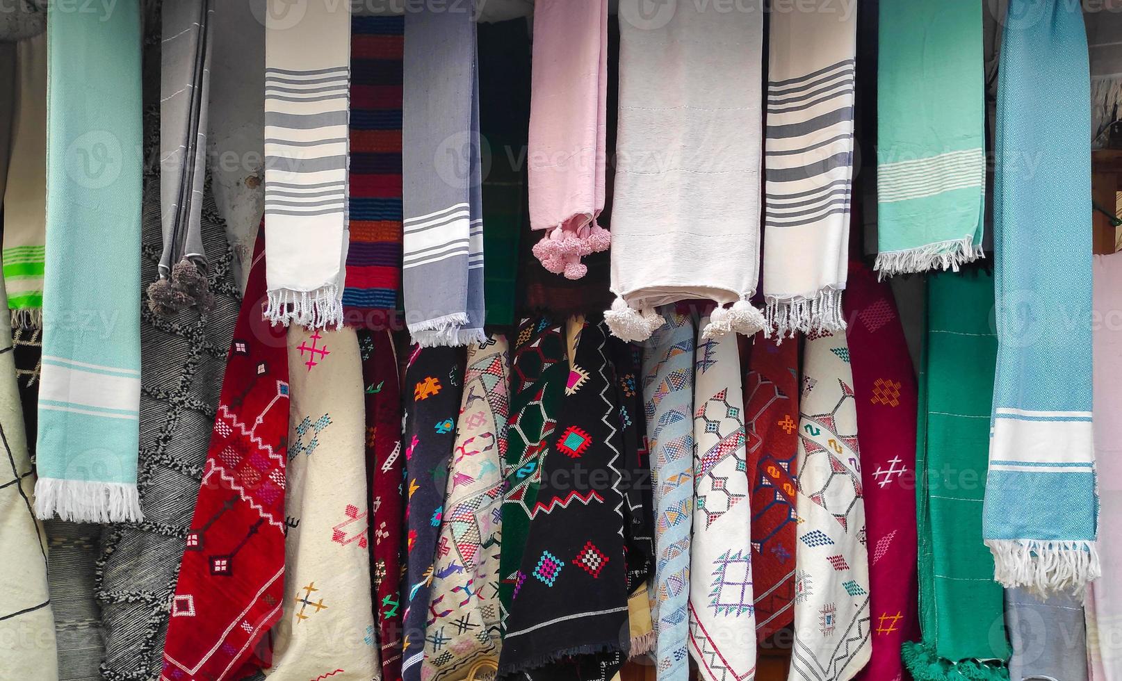 Row of elegant scarves photo