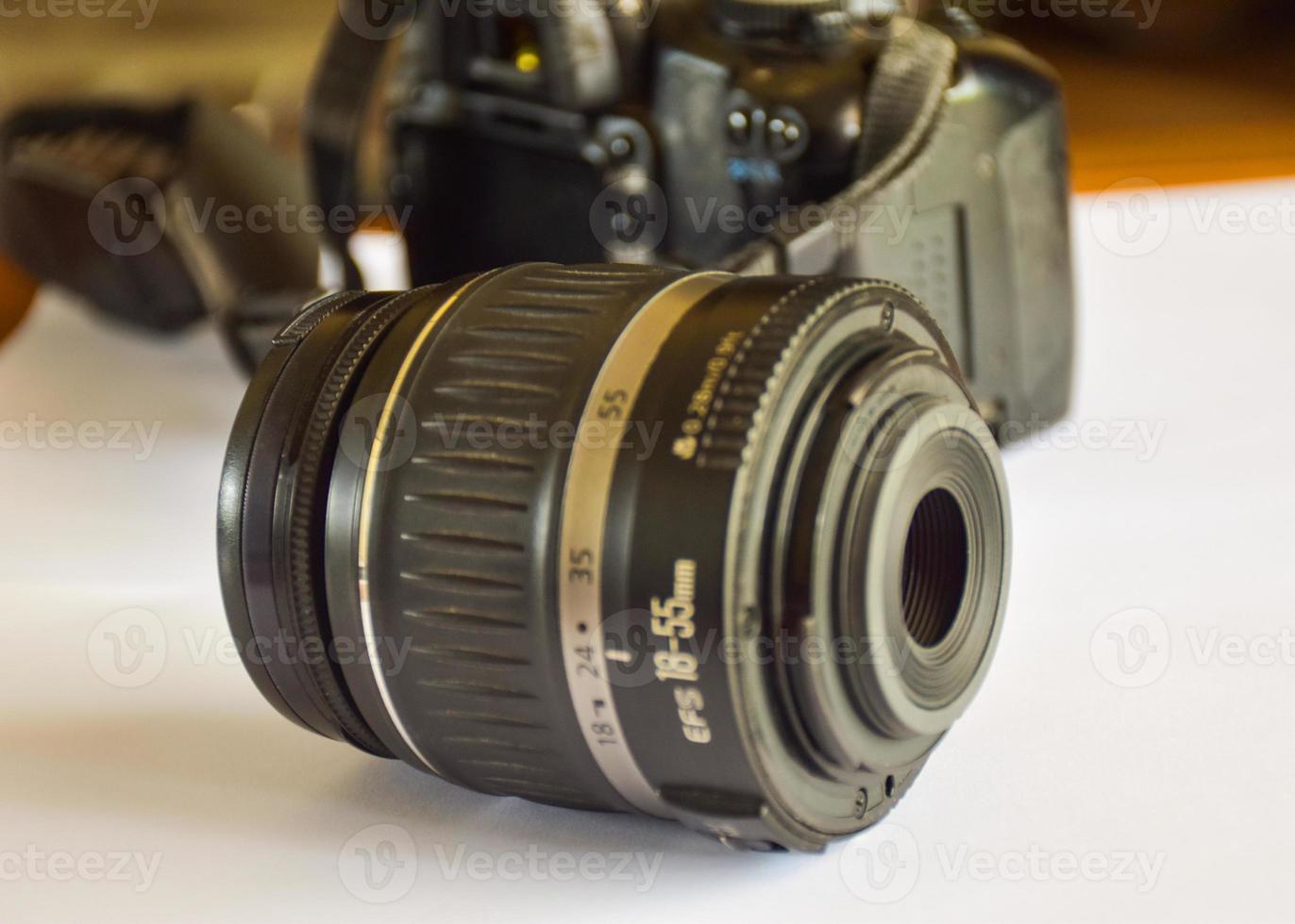 lens and camera on white background light soft photo