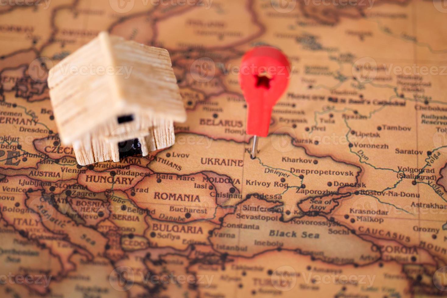 Home on the map of Ukraine.Place of residence - Ukraine. photo