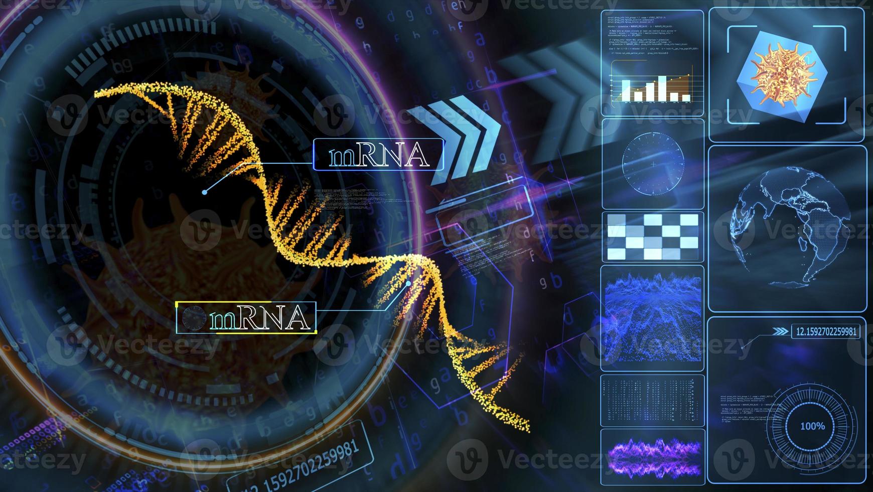 mRNA on Quantum computer inverter futuristic technology digital holographic photo