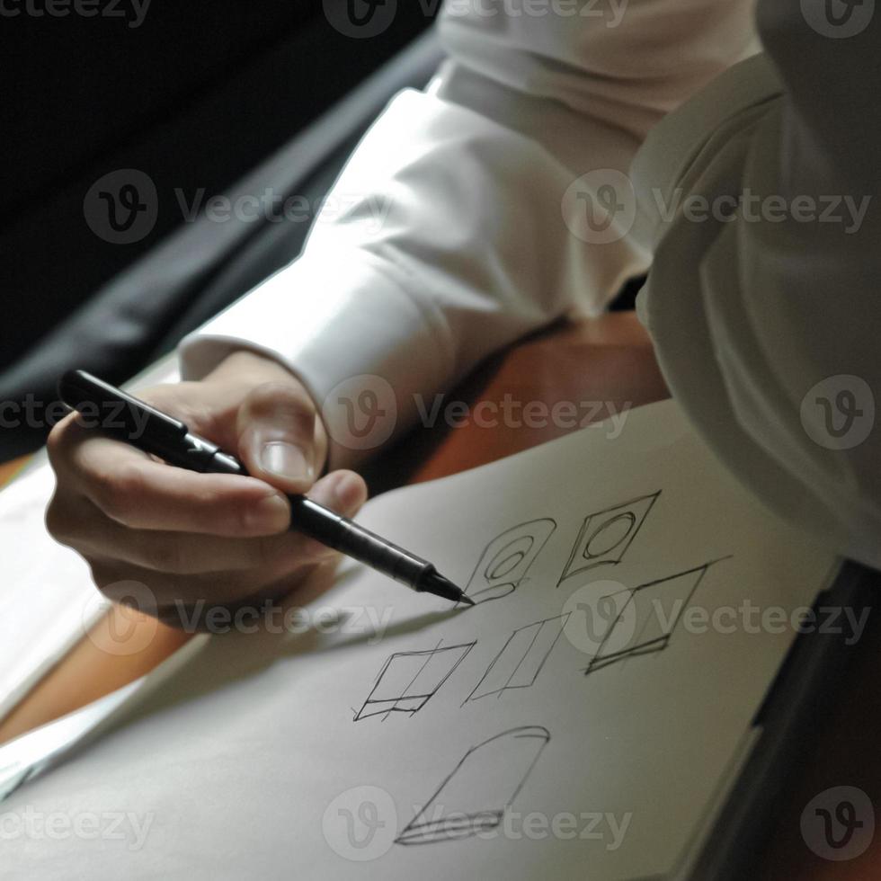 hand of artist sketch conceptual drawings photo