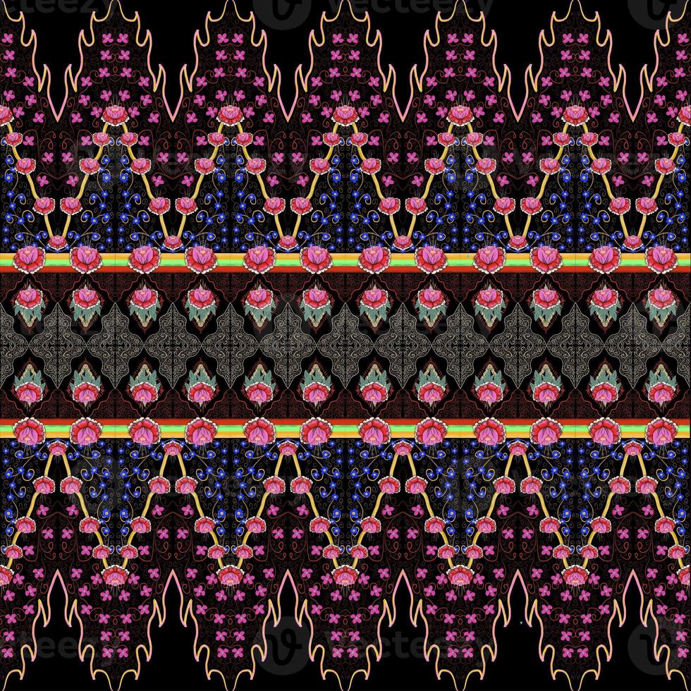 Beautiful seamless pattern handmade ikat art.folk embroidery and Mexican style. Aztec geometric art ornament print. photo mandalas pattern and Background concept.