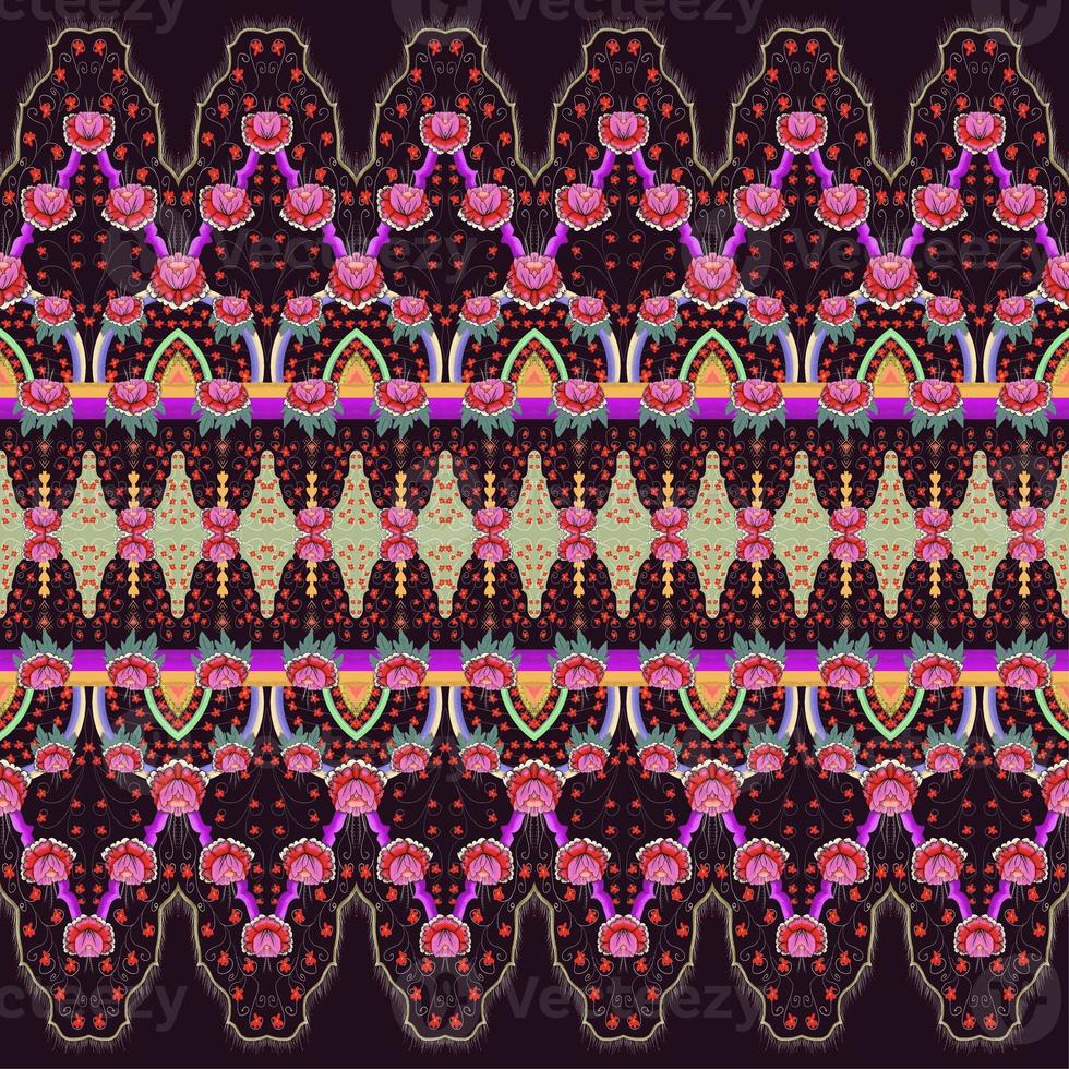 Beautiful seamless pattern handmade ikat art.folk embroidery and Mexican style. Aztec geometric art ornament print. photo mandalas pattern and Background concept.