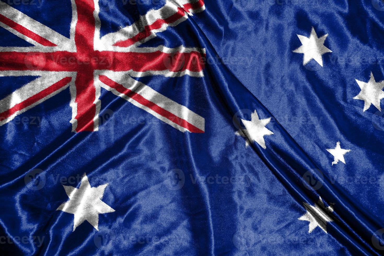 Australia cloth flag Satin Flag Waving Fabric Texture of the Flag photo