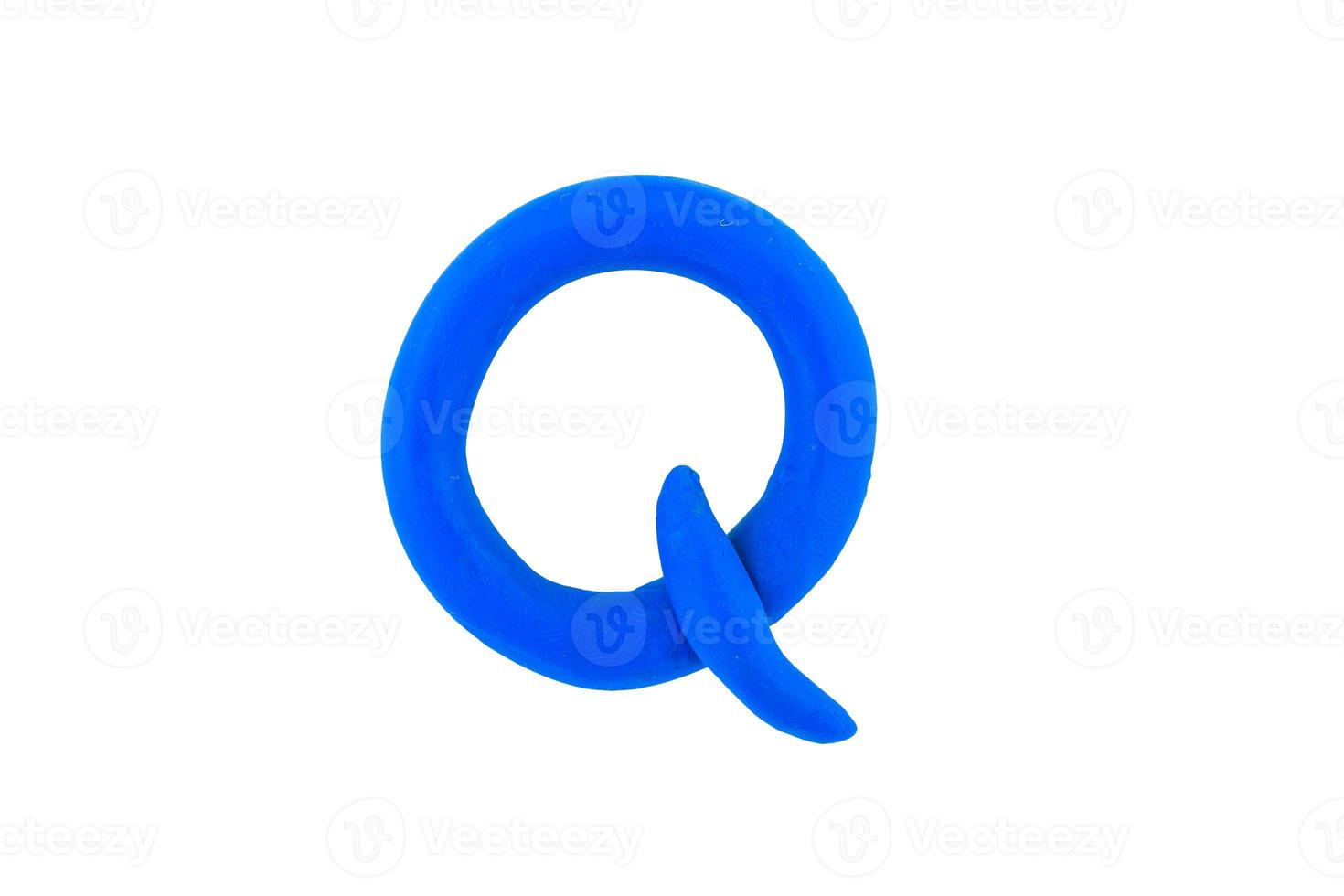 alphabet Q English colorful letters Handmade letters molded from plasticine clay on Isolated white background photo