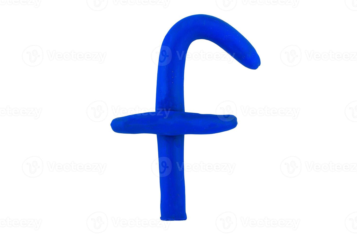 alphabet f  English colorful letters Handmade letters molded from plasticine clay on Isolated white background photo