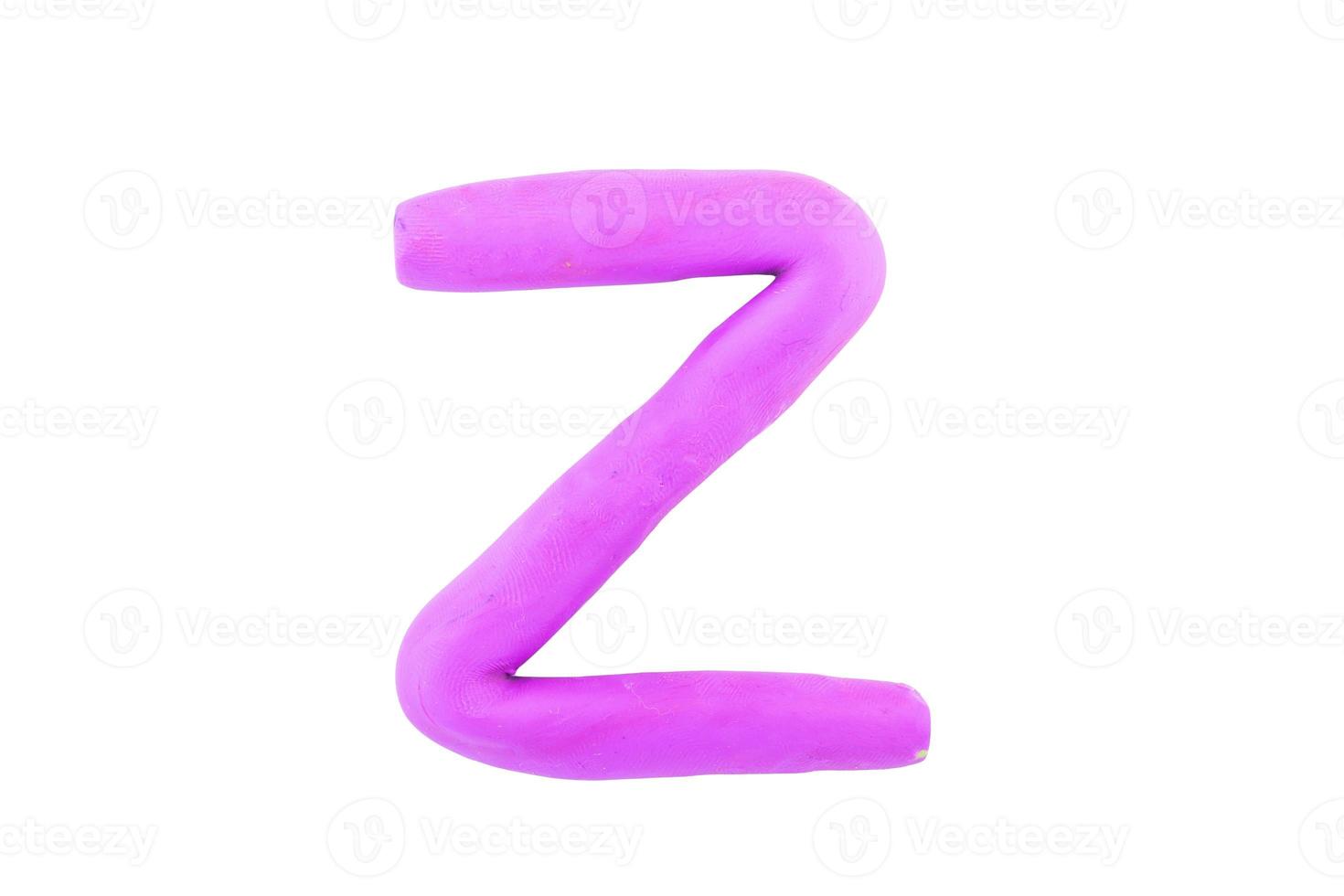alphabet Z English colorful letters Handmade letters molded from plasticine clay on Isolated white background photo
