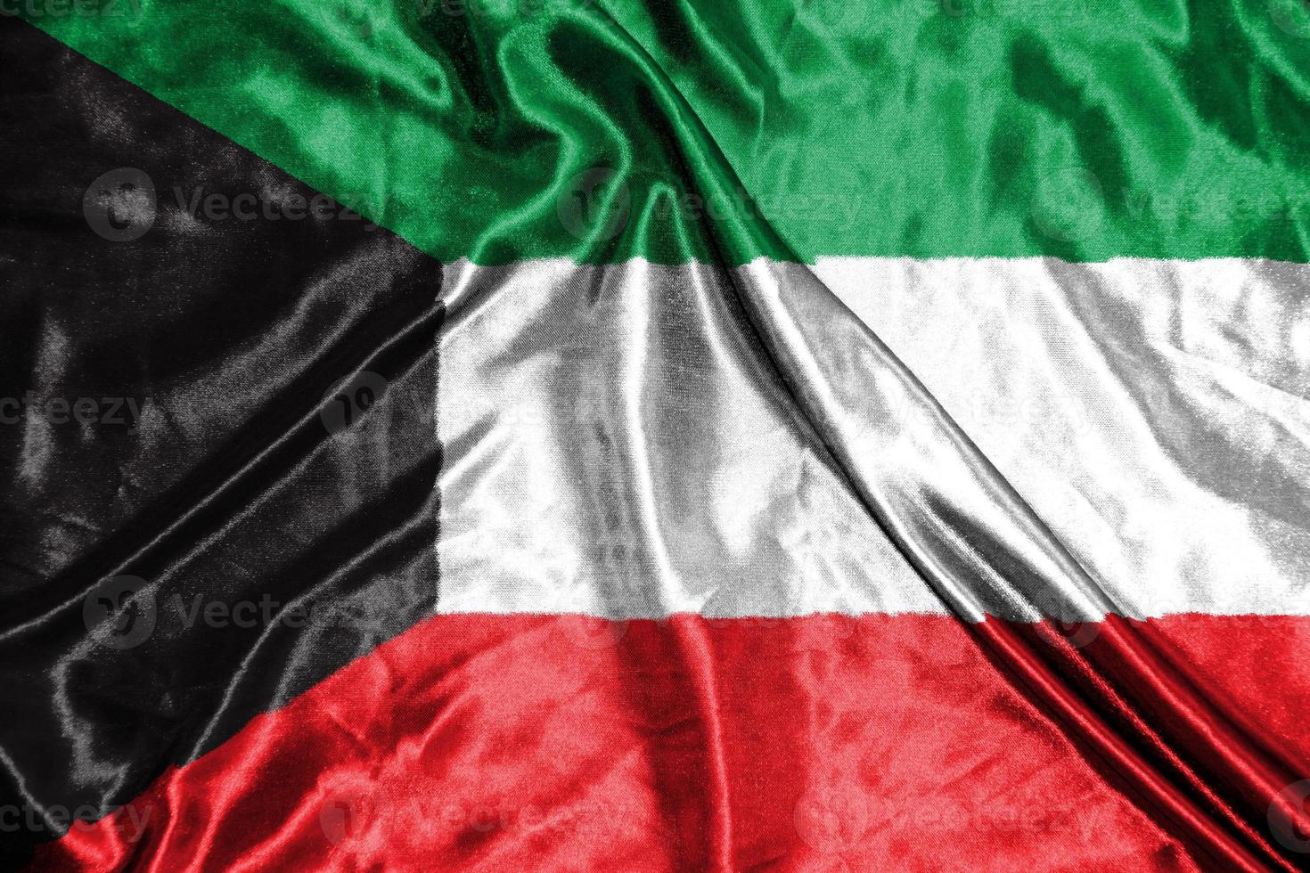 kuwait cloth flag Satin Flag Waving Fabric Texture of the Flag photo