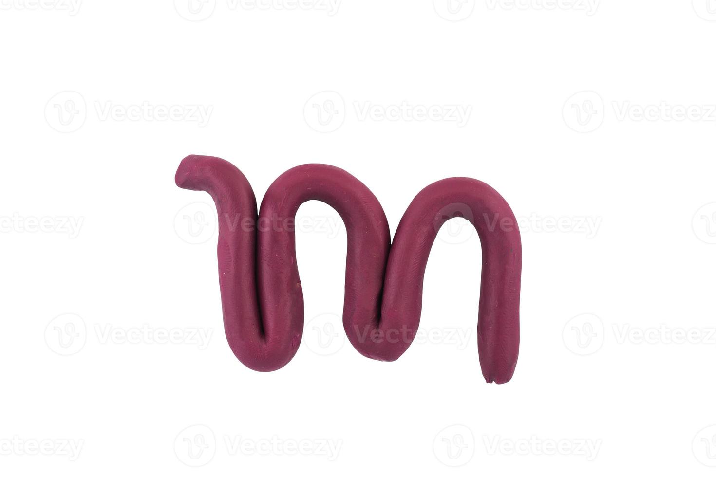 alphabet m English colorful letters Handmade letters molded from plasticine clay on Isolated white background photo