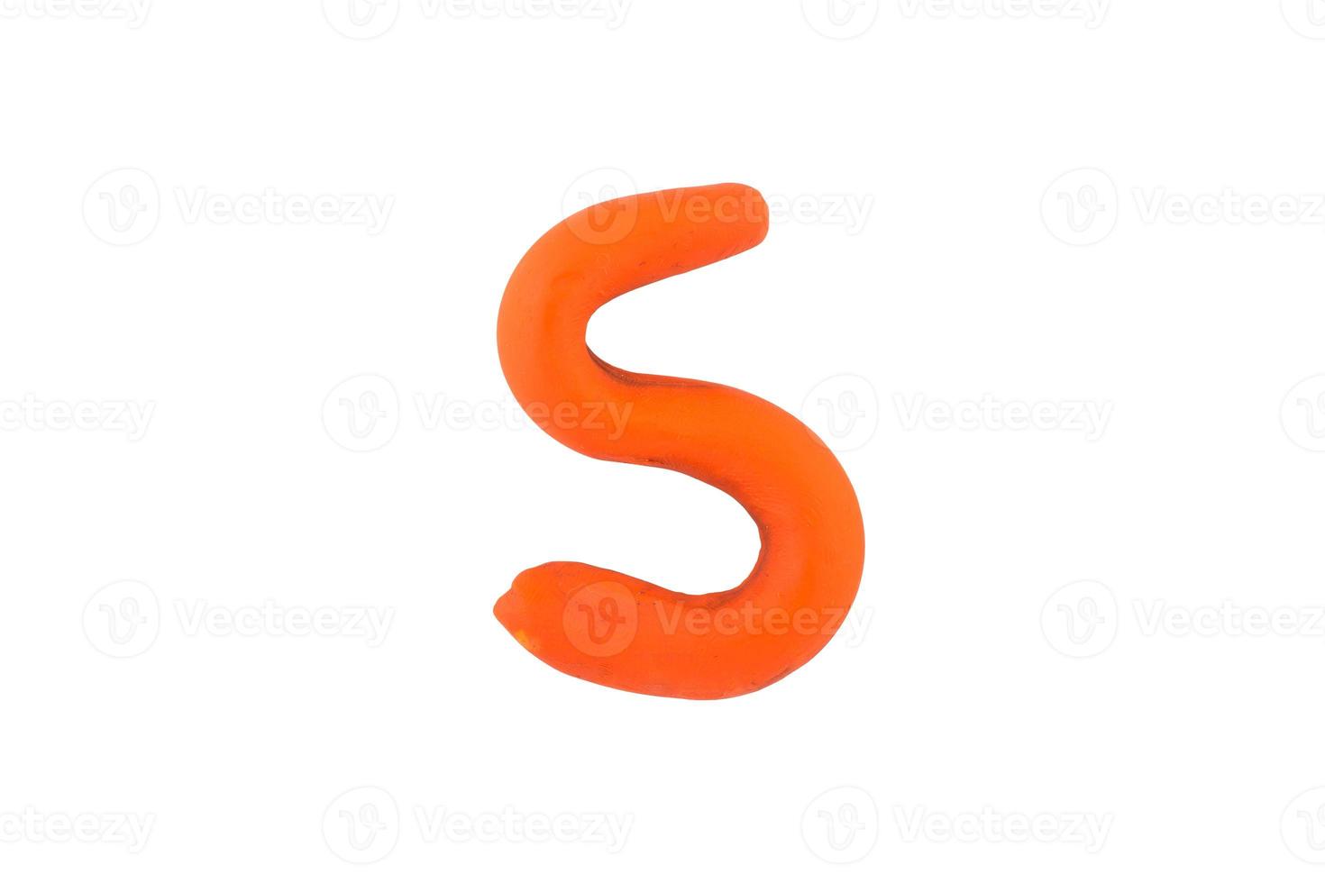 alphabet sEnglish colorful letters Handmade letters molded from plasticine clay on Isolated white background photo