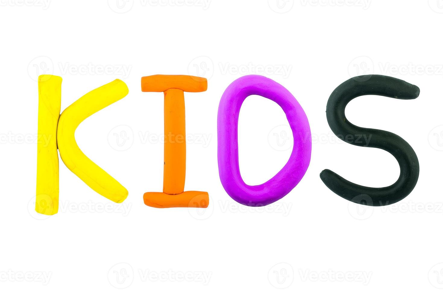 message kids Funny plasticine alphabet letters on white background photo