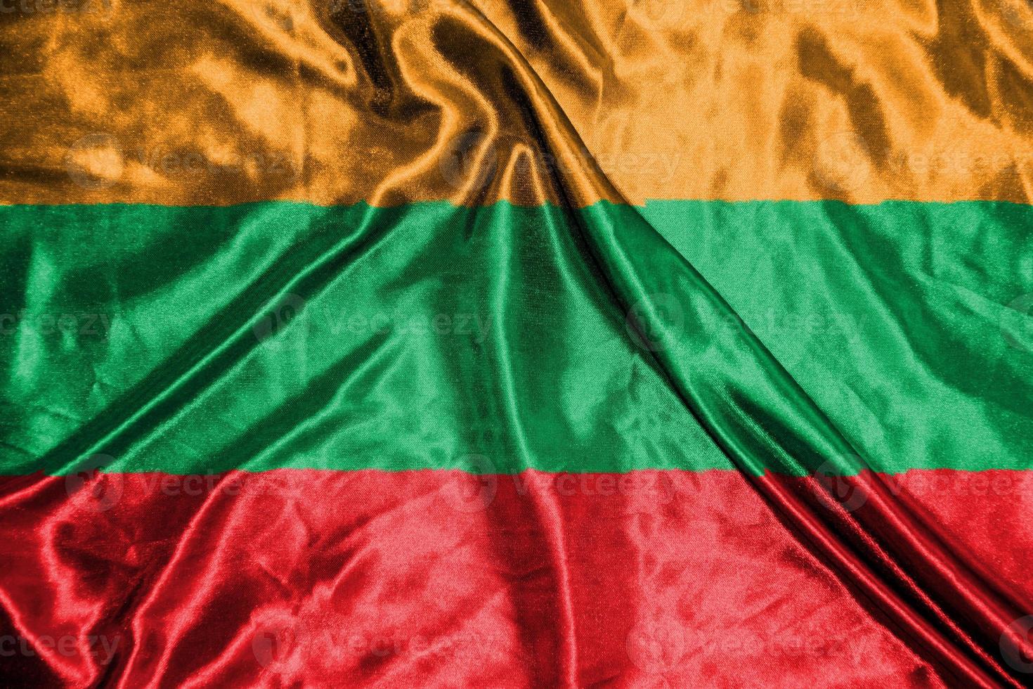 lithuania cloth flag Satin Flag Waving Fabric Texture of the Flag photo