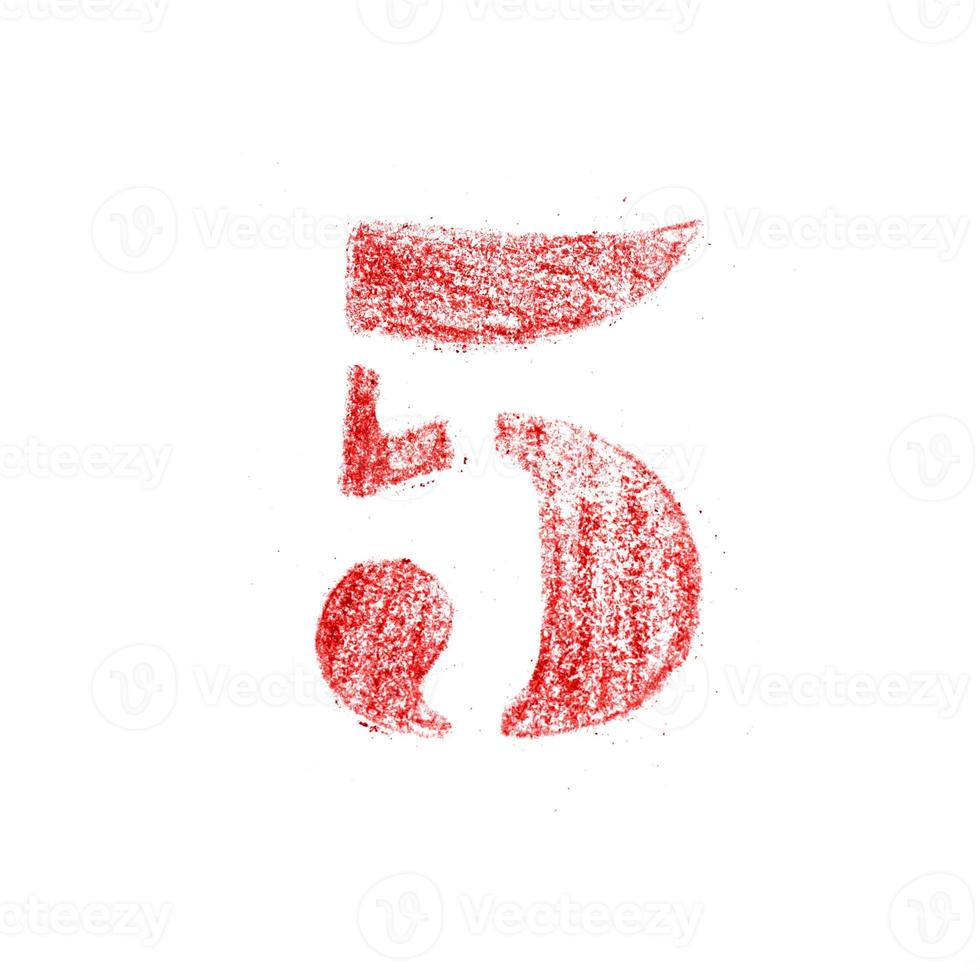 5 Crayon numbers and signs isolated over the white background photo