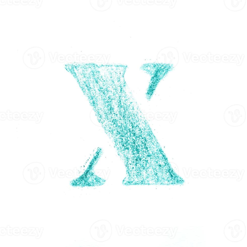 Crayon character alphabet and signs isolated over the white background photo